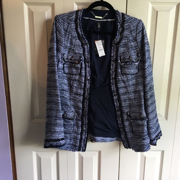 WHBM Blue Tweed Jacket - Picture 4 of 6